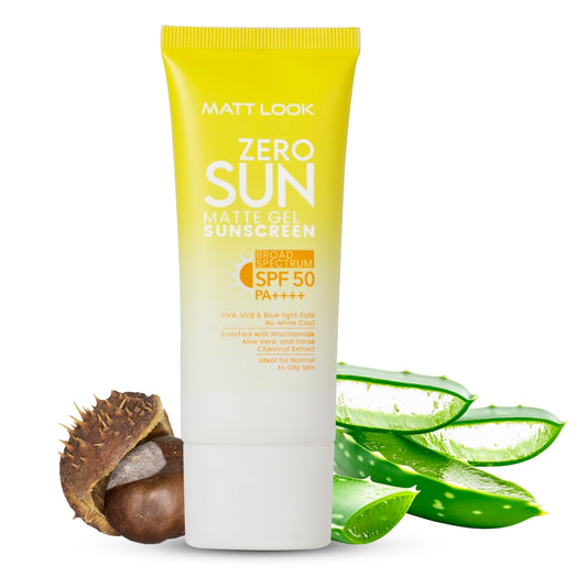 MATT LOOK Zero SUN Matte Gel SPF 50 PA++ Sunscreen (UVA/UVB/Blue Light Safe) with Niacinamide, Aloe & Horse-Chestnut for Normal to Oily Skin - 50Gms (Pack 3)