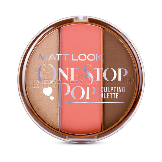 Mattlook One Stop Pop Sculpting Palette, Enriched with E, Silky Smooth Texture, Easy to Build & Blend, Light Weight on Your Skin