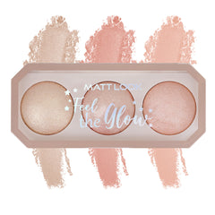 Mattlook Feel The Glow Baked Highlighter Trio, Enriched with Vitamin E, Ultra Blendable, Light Weight Baked Texture Silky & Smoth Dewy Finish, Highly Pigmented