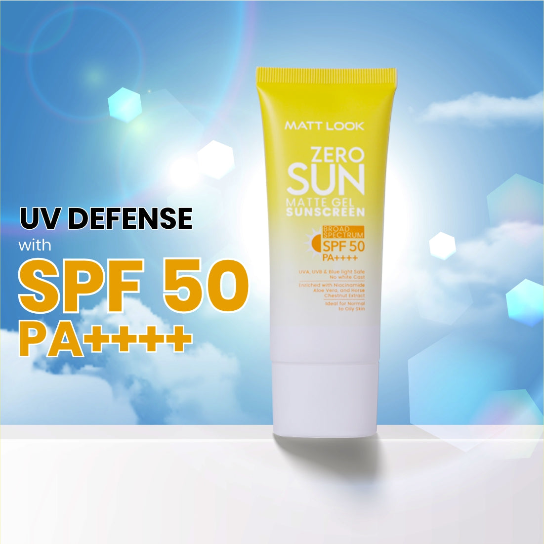 MATT LOOK Zero SUN Matte Gel SPF 50 PA++ Sunscreen (UVA/UVB/Blue Light ...