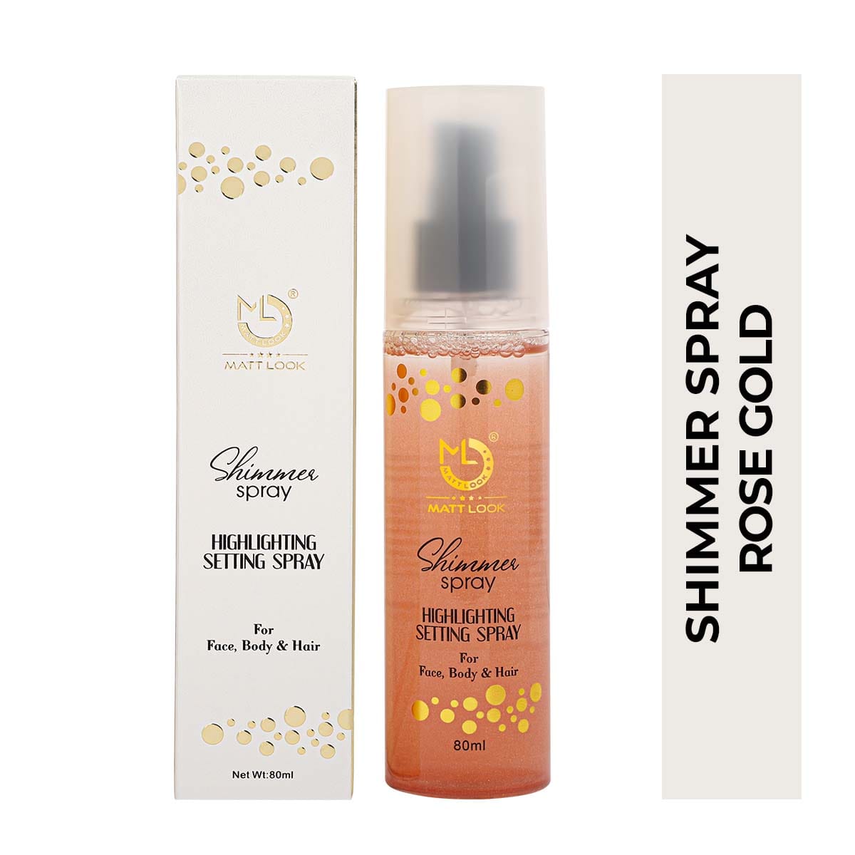 Mattlook Shimmer Highlighting Setting Spray for Face, Body & Hair (80ml)