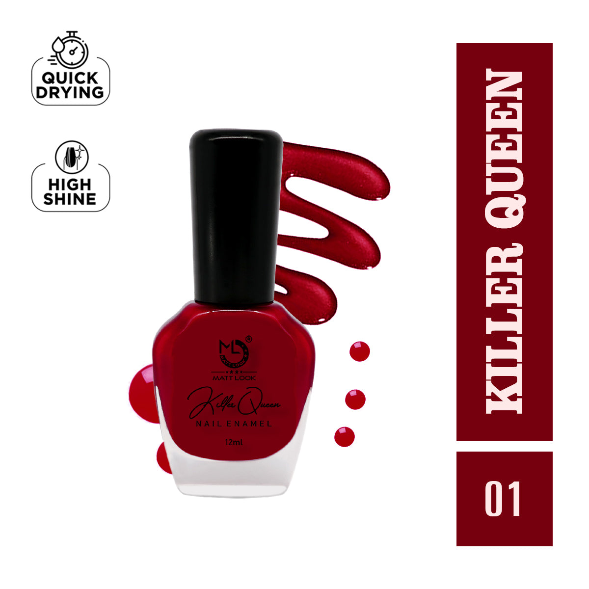 Mattlook Nail Polish, Killer Queen, Nail Enemel, Quick Dry, Longer Stay